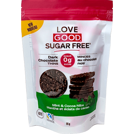Sugar-free Dark Chocolate Thins - Mint and Cocoa Nibs